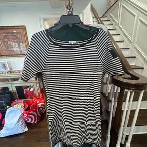 Minnie Rose Black and White Striped Mini Dress